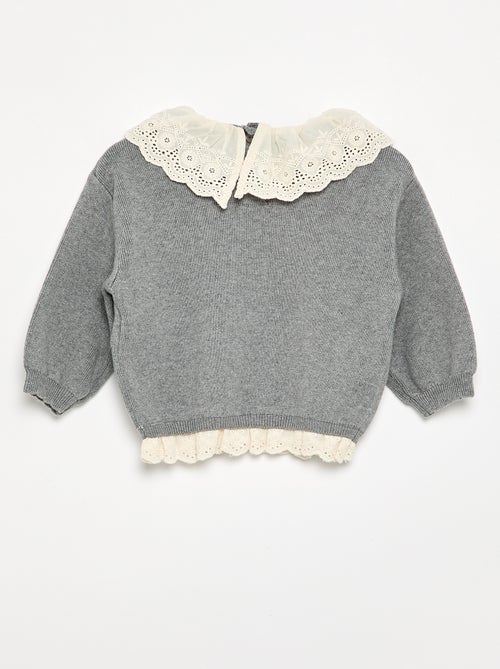 Camisola com gola fantasia em bordado inglês - Kiabi Camisola com gola fantasia em bordado inglês - Kiabi