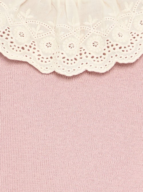 Camisola com gola fantasia em bordado inglês - Kiabi Camisola com gola fantasia em bordado inglês - Kiabi