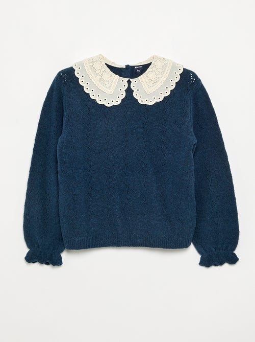 Camisola com gola grande bordada fantasia - Kiabi Camisola com gola grande bordada fantasia - Kiabi
