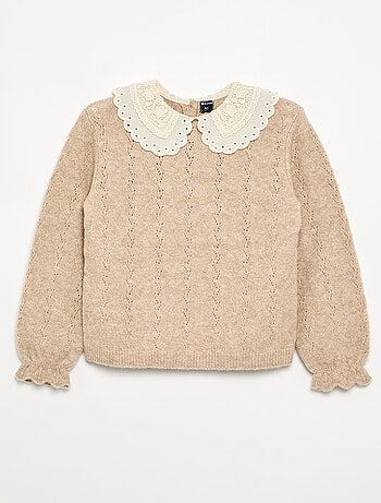 Camisola com gola grande bordada fantasia