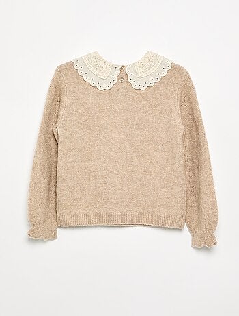 Camisola com gola grande bordada fantasia