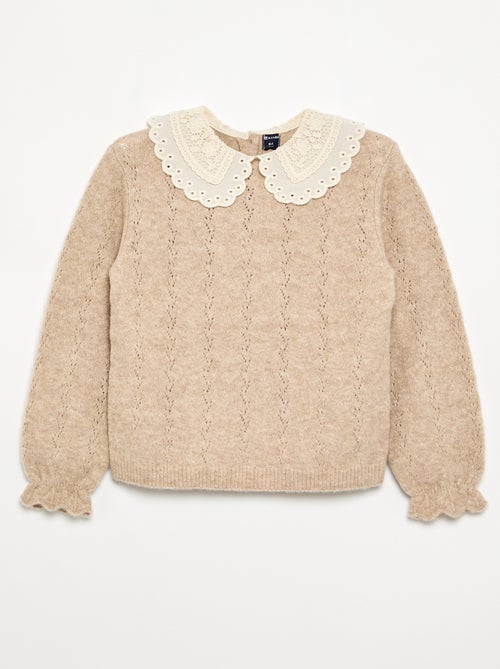 Camisola com gola grande bordada fantasia - Kiabi Camisola com gola grande bordada fantasia - Kiabi