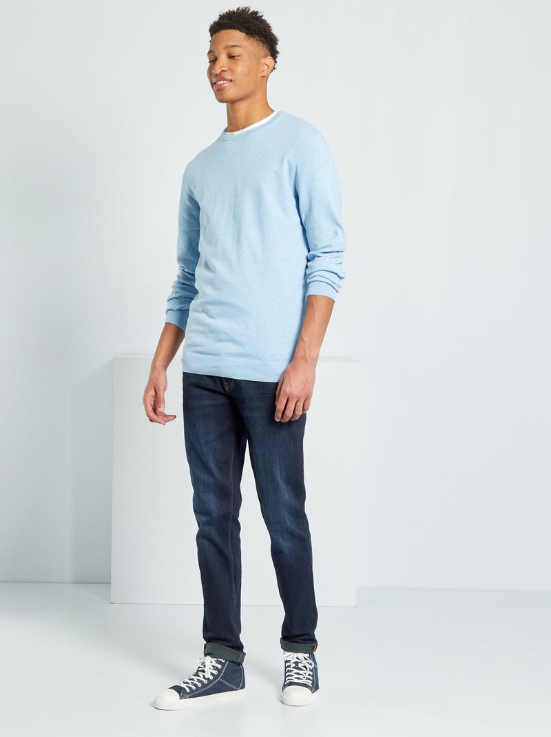 Camisola com gola redonda  +1,90 m AZUL - Kiabi