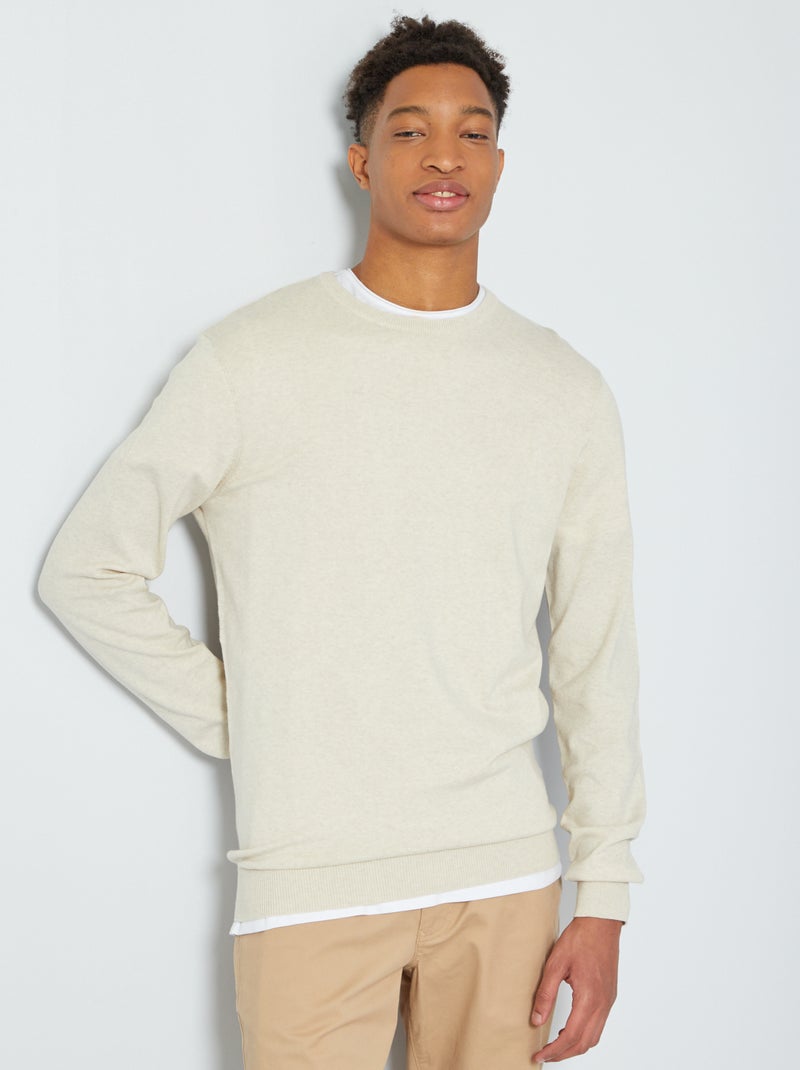 Camisola com gola redonda  +1,90 m BEGE - Kiabi