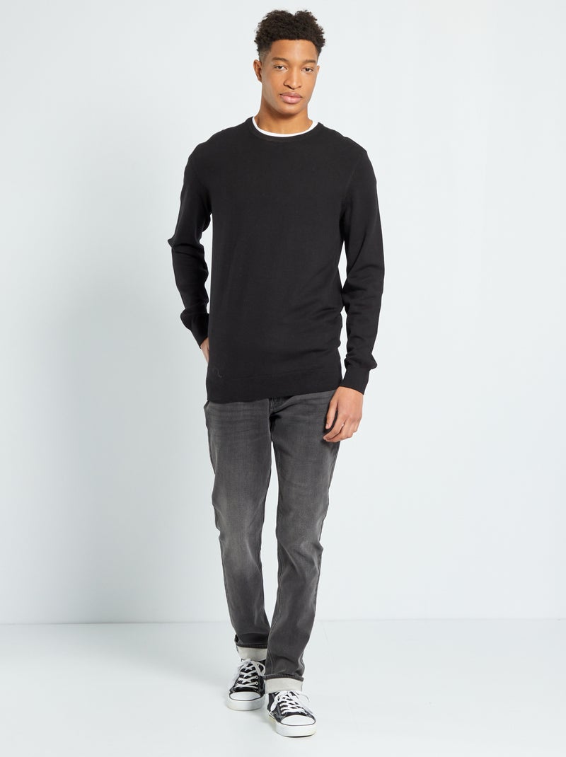 Camisola com gola redonda  +1,90 m Preto - Kiabi