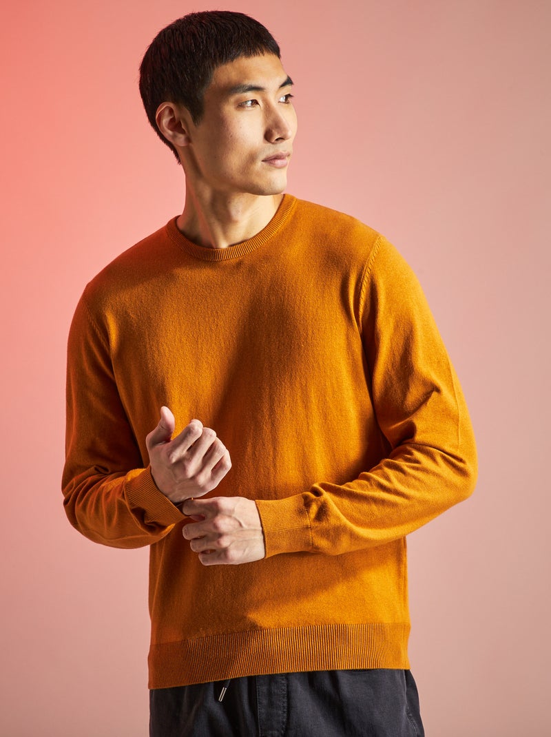 Camisola com gola redonda AMARELO - Kiabi