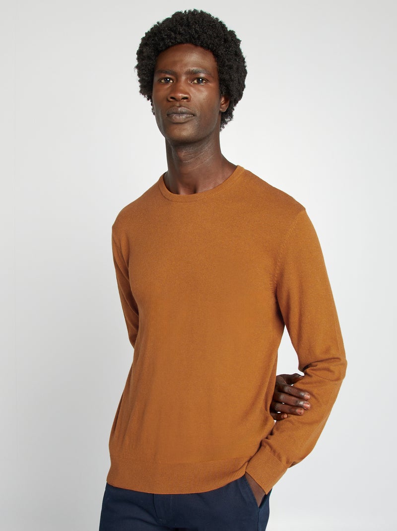 Camisola com gola redonda AMARELO - Kiabi