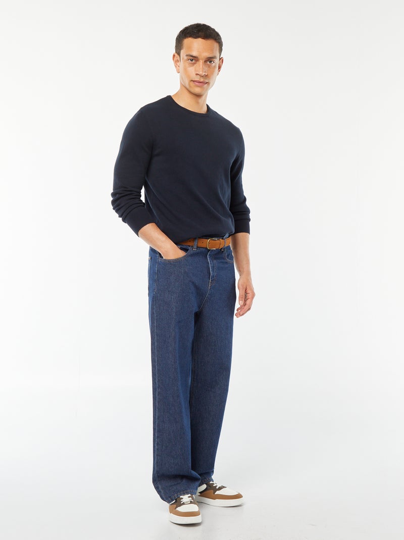 Camisola com gola redonda Azul Marinho - Kiabi