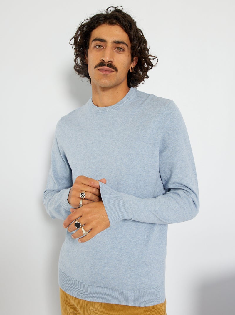Camisola com gola redonda AZUL - Kiabi