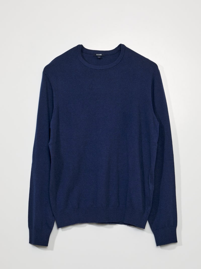 Camisola com gola redonda AZUL - Kiabi