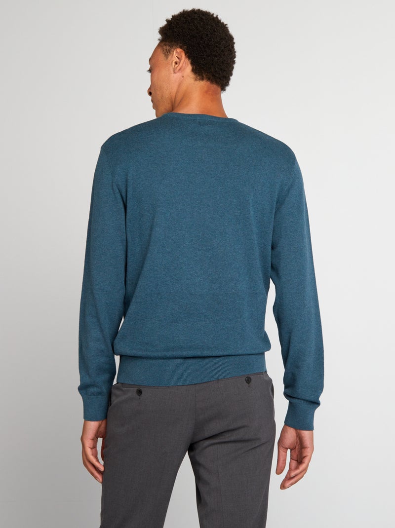 Camisola com gola redonda AZUL - Kiabi