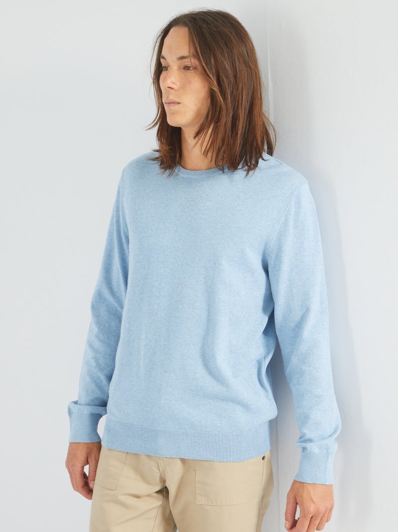 Camisola com gola redonda AZUL - Kiabi