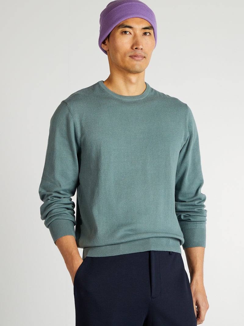 Camisola com gola redonda AZUL - Kiabi