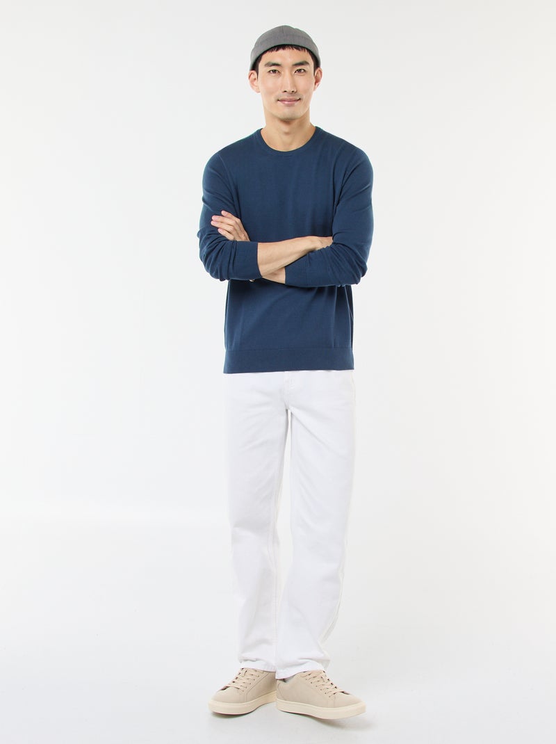Camisola com gola redonda Azul - Kiabi