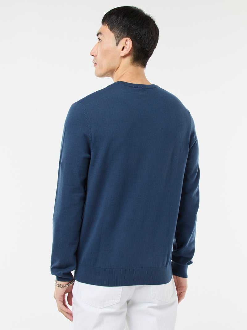 Camisola com gola redonda Azul - Kiabi