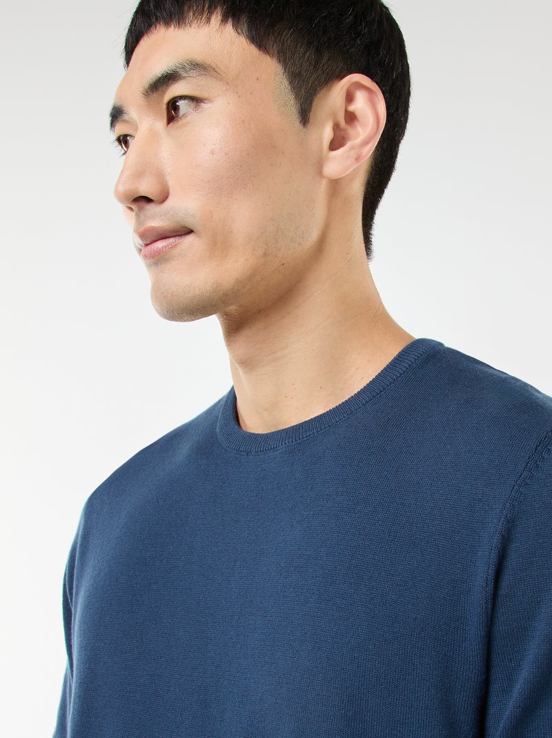 Camisola com gola redonda Azul - Kiabi