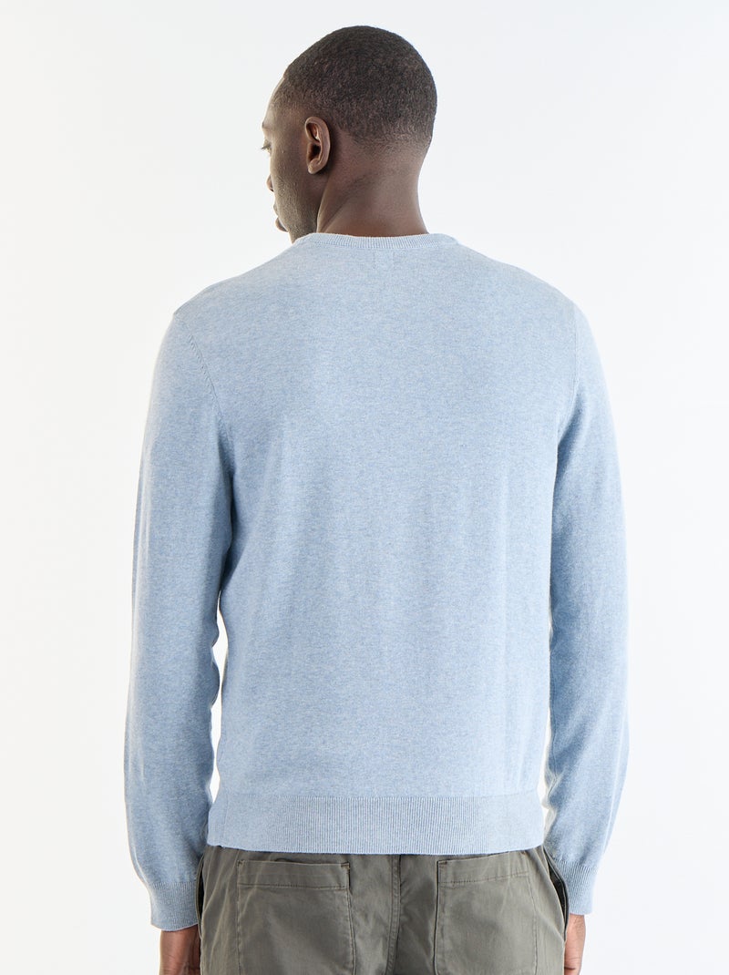 Camisola com gola redonda Azul - Kiabi