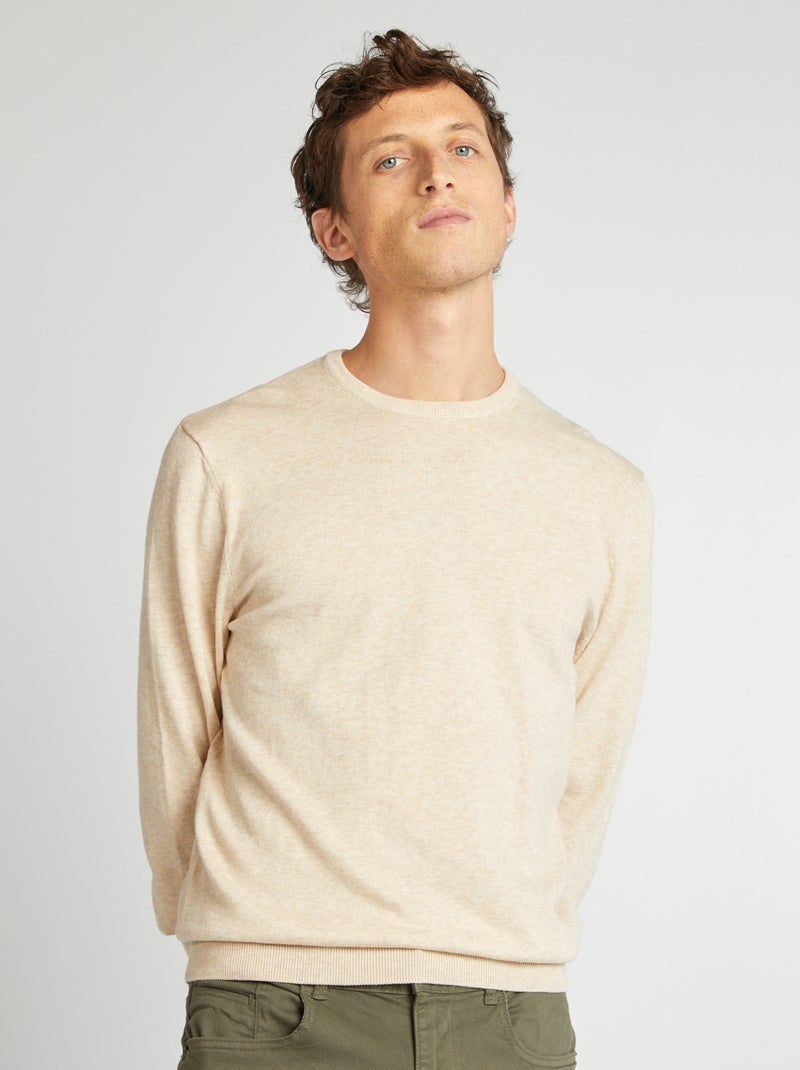 Camisola com gola redonda BEGE - Kiabi