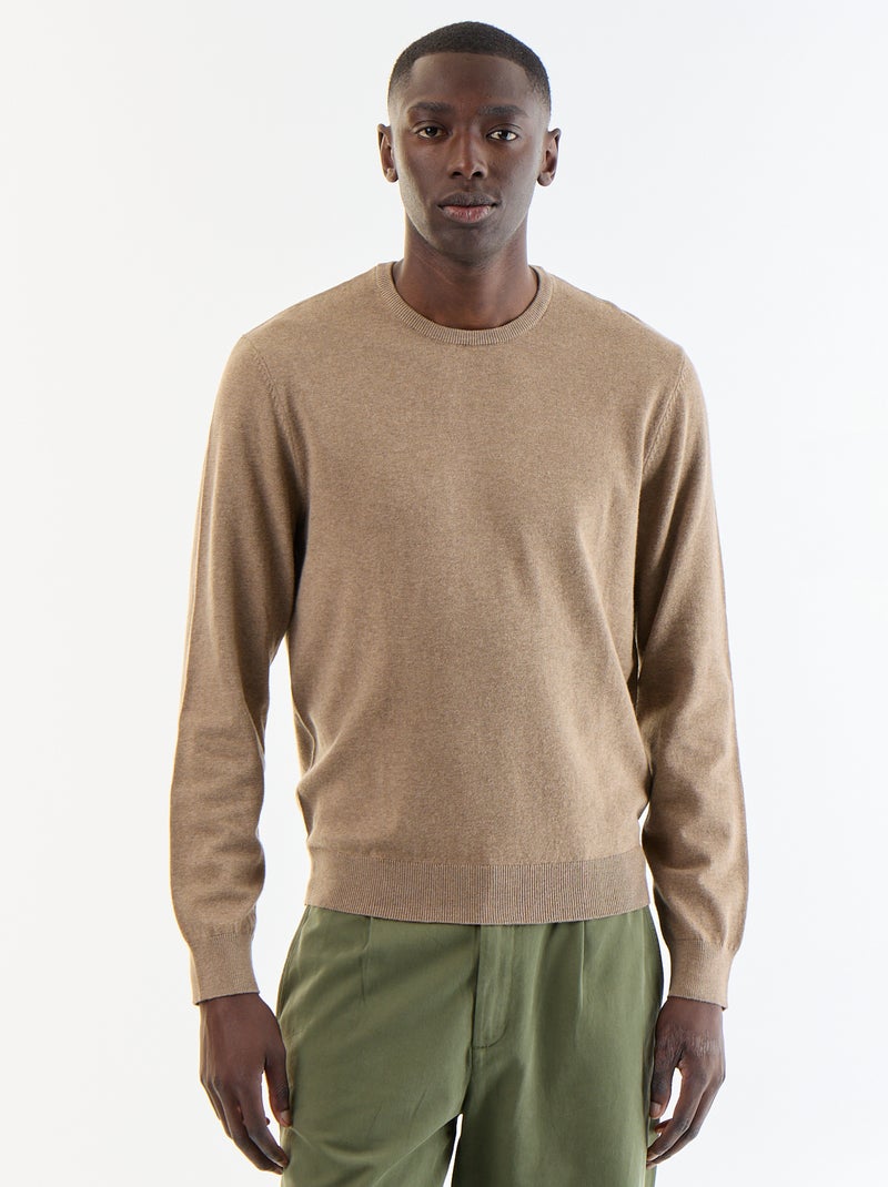 Camisola com gola redonda BEGE - Kiabi