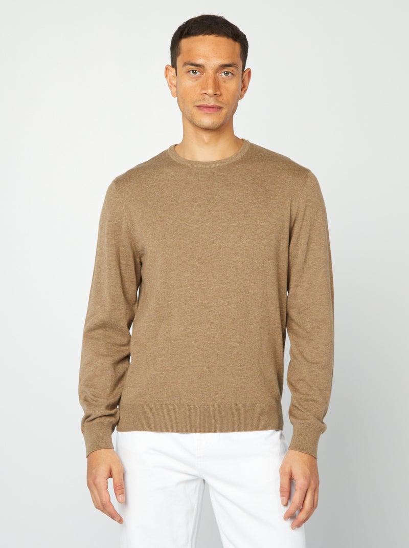 Camisola com gola redonda BEGE - Kiabi