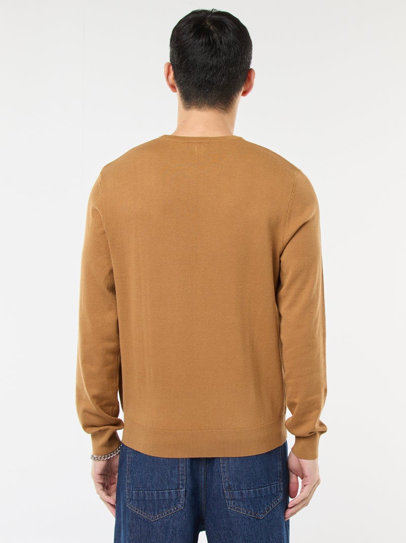 Camisola com gola redonda Bege - Kiabi