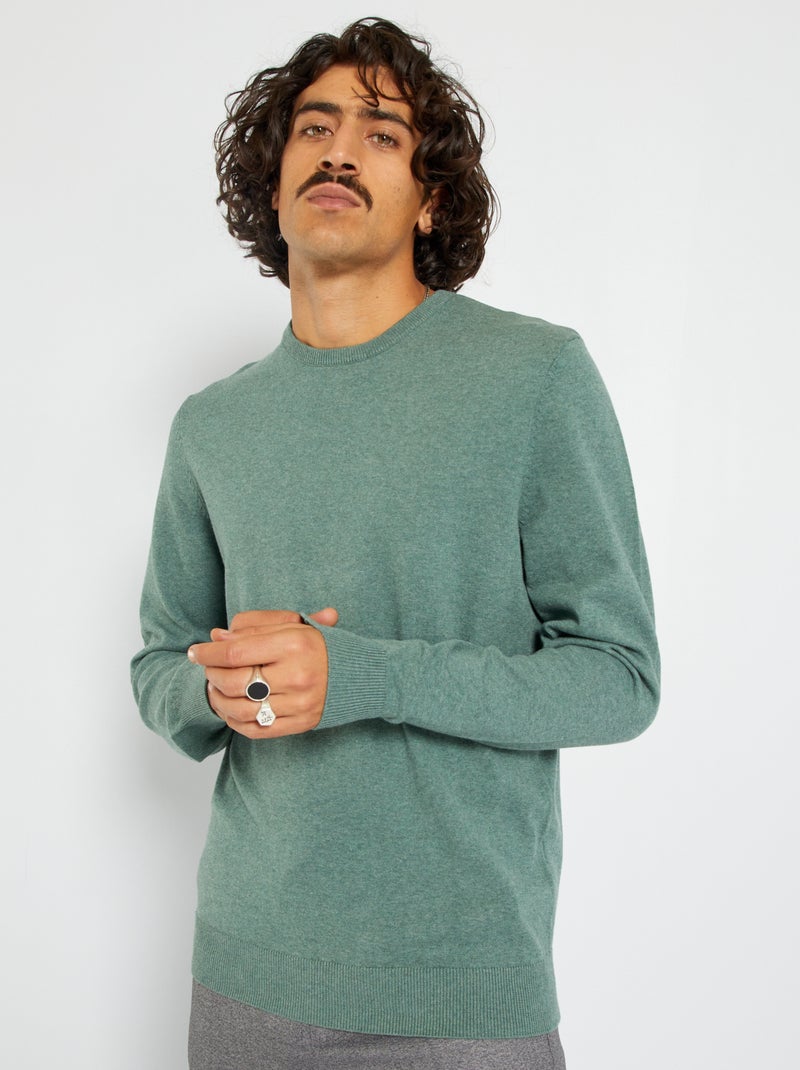 Camisola com gola redonda CAQUI - Kiabi