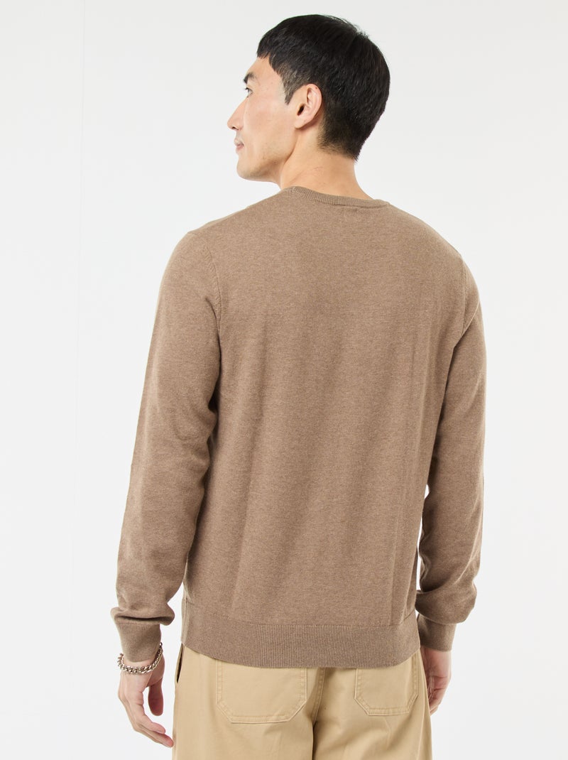 Camisola com gola redonda Castanho - Kiabi