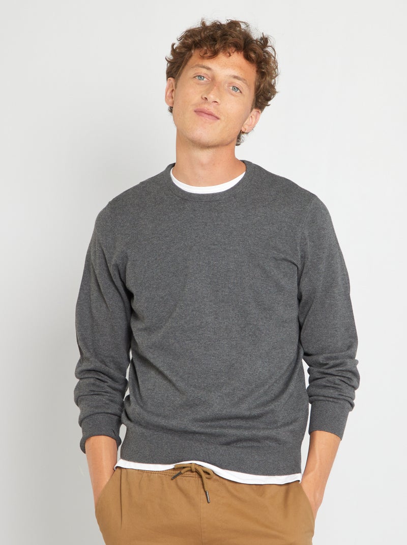 Camisola com gola redonda CINZA - Kiabi