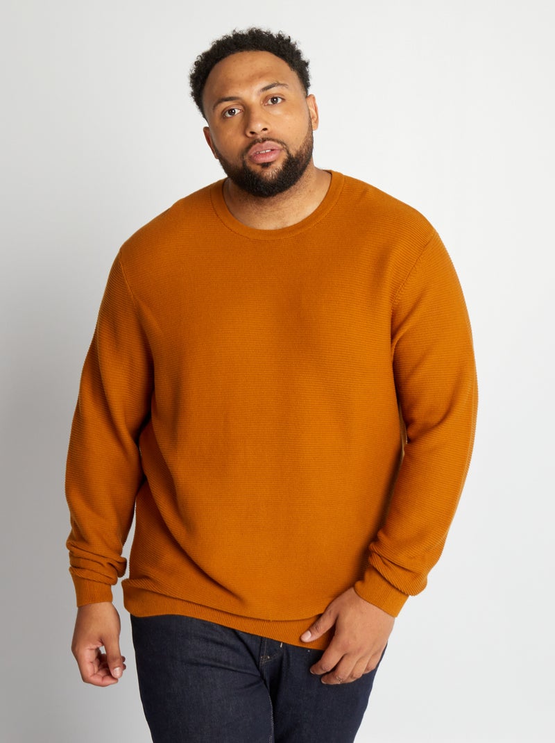 Camisola com gola redonda de malha AMARELO - Kiabi