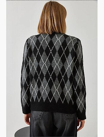 Camisola com gola redonda e estampado argyle lucci