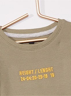 Camisola com gola redonda ninho de abelha - Kiabi