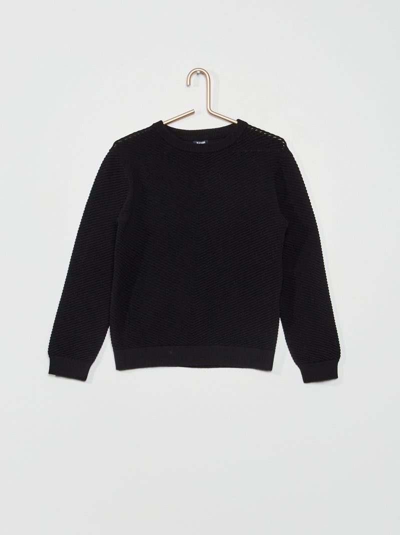 Camisola com gola redonda Preto - Kiabi