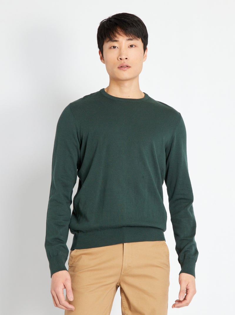 Camisola com gola redonda VERDE - Kiabi