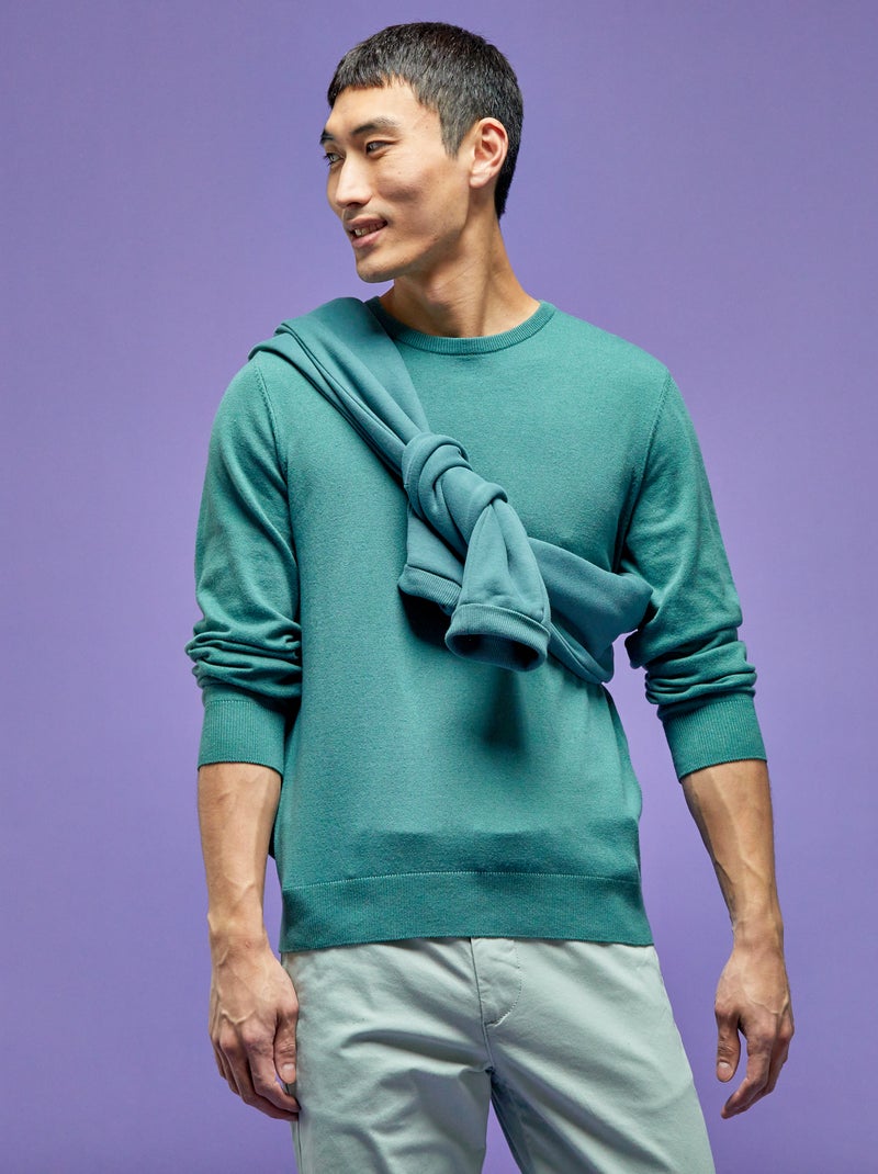 Camisola com gola redonda VERDE - Kiabi