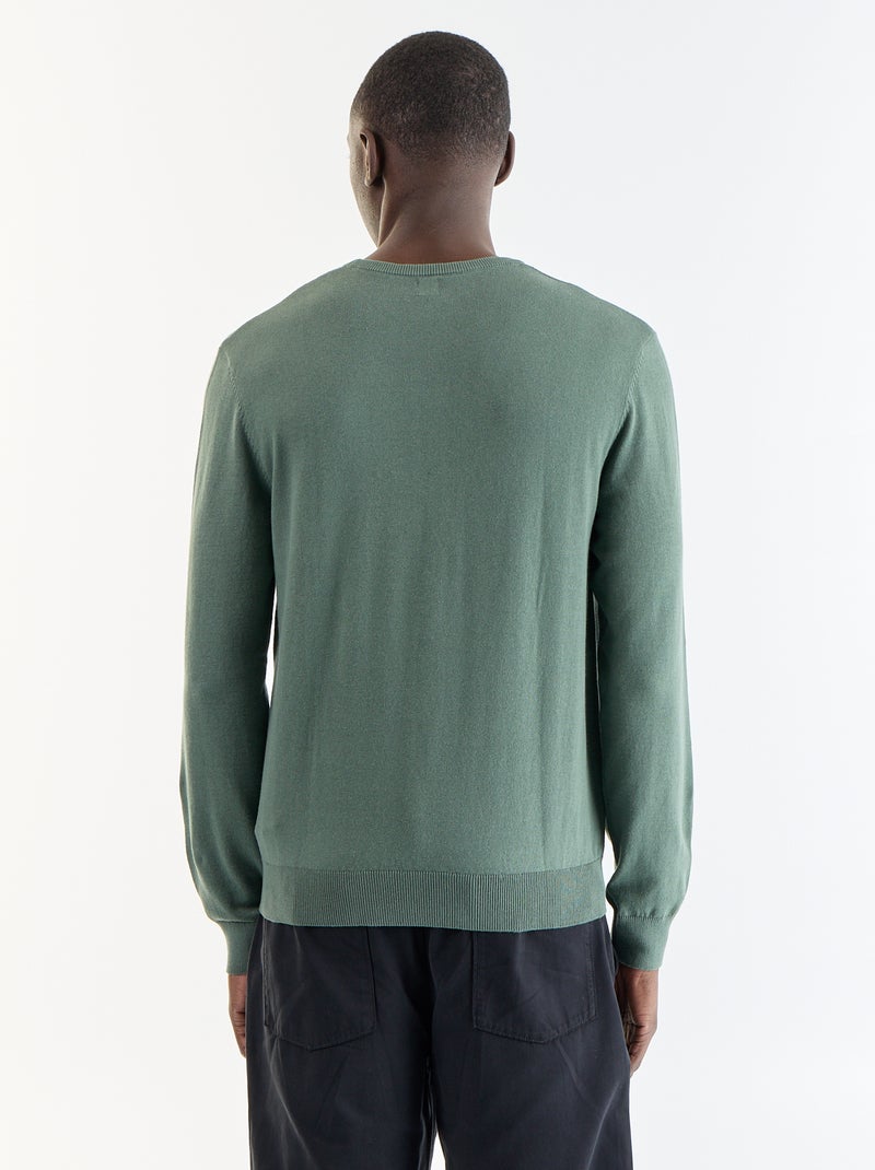 Camisola com gola redonda Verde - Kiabi