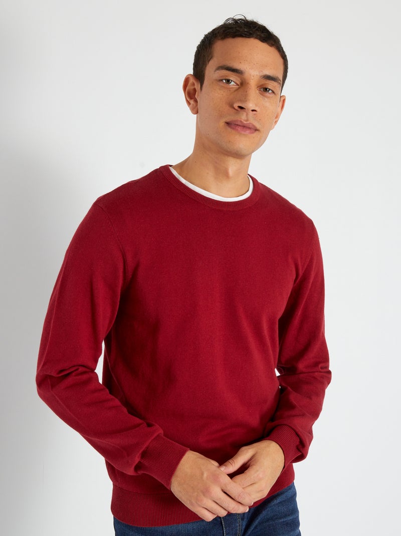 Camisola com gola redonda Vermelho Vinho - Kiabi