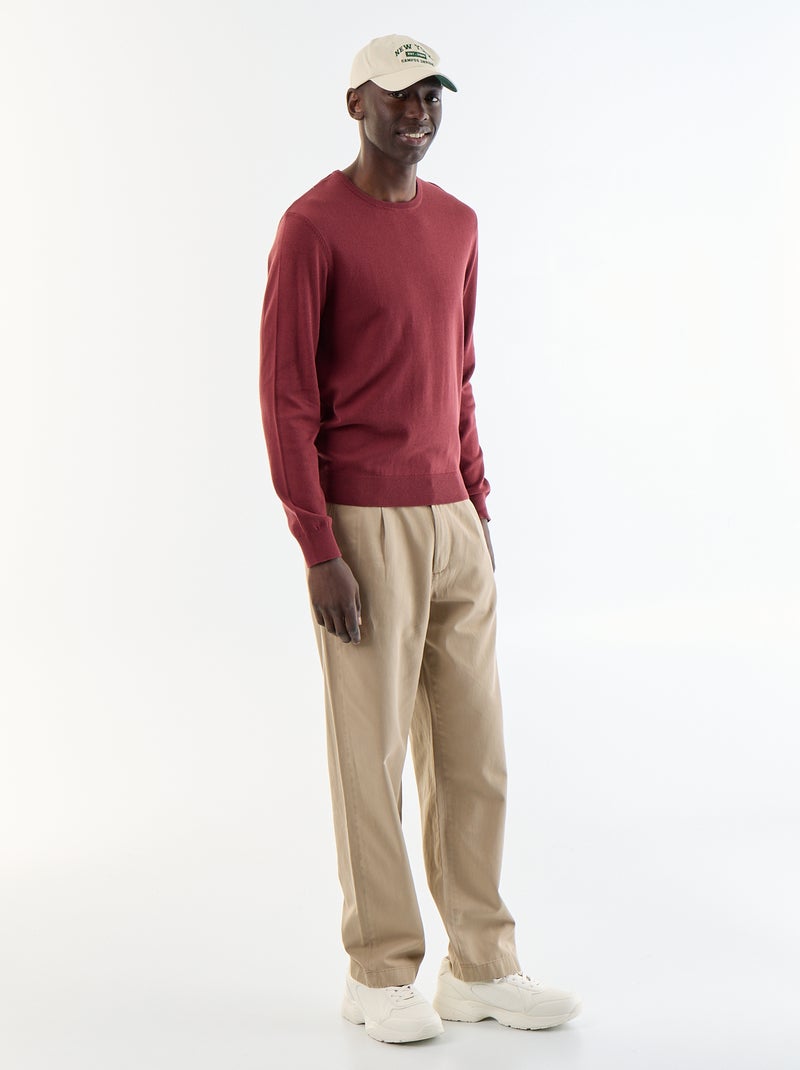 Camisola com gola redonda Vermelho - Kiabi
