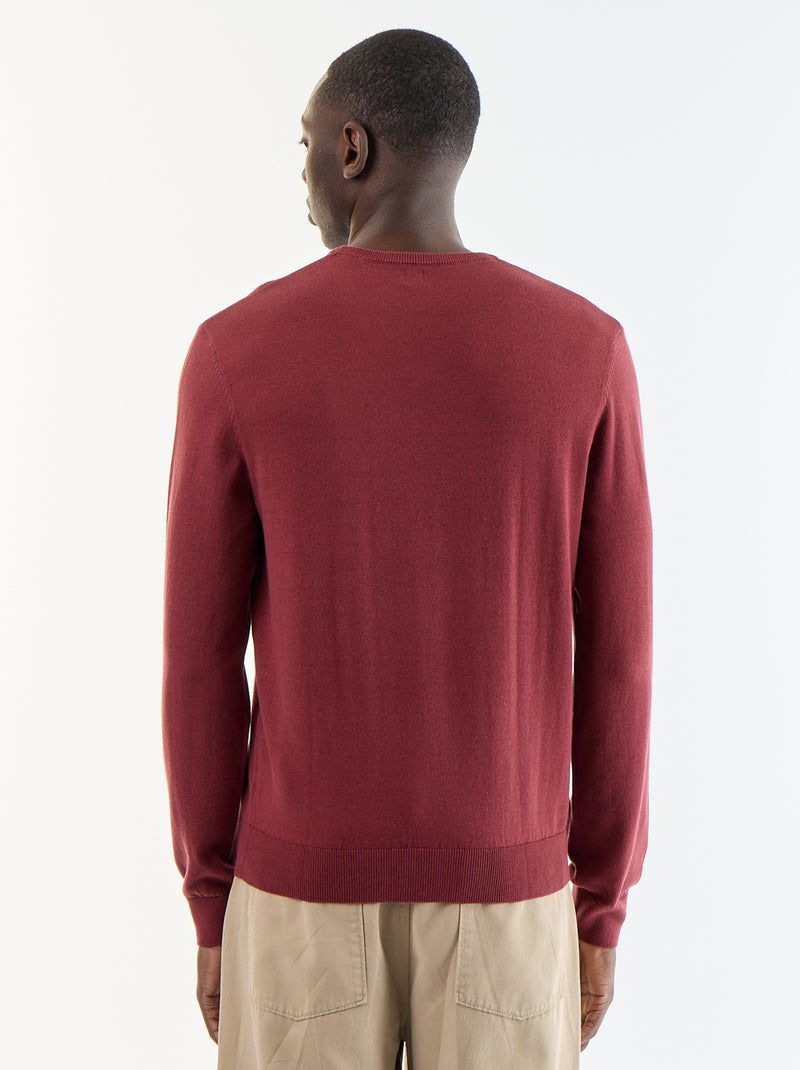 Camisola com gola redonda Vermelho - Kiabi