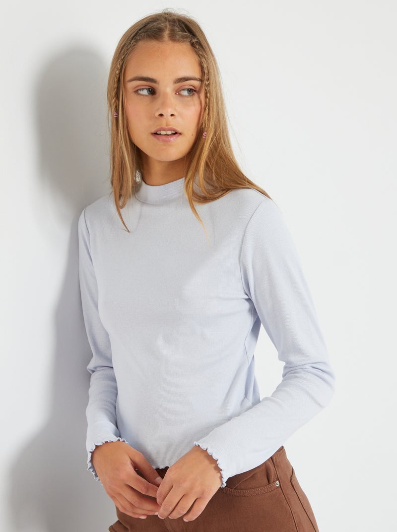 Camisola com gola subida Azul Acinzentado - Kiabi