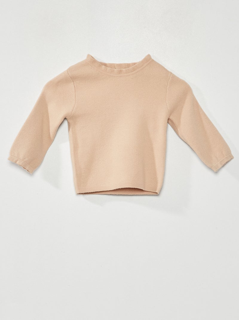Camisola com gola subida BEGE - Kiabi