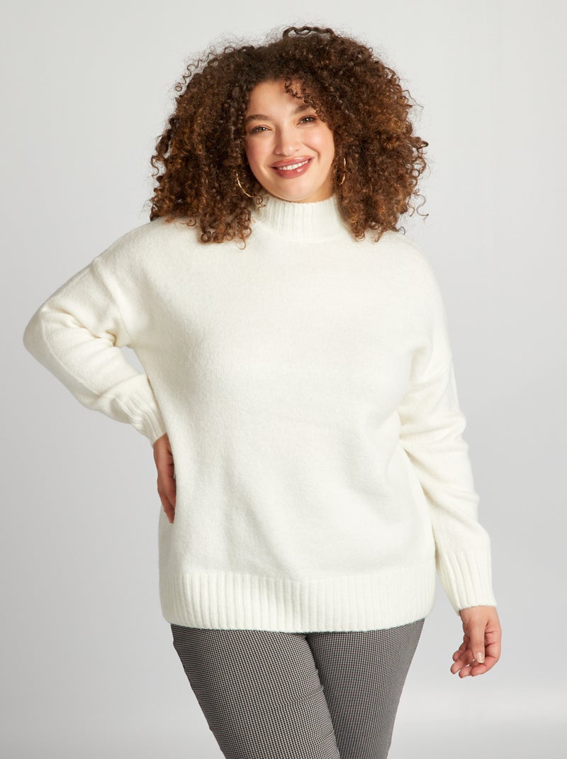 Camisola com gola subida BEGE - Kiabi