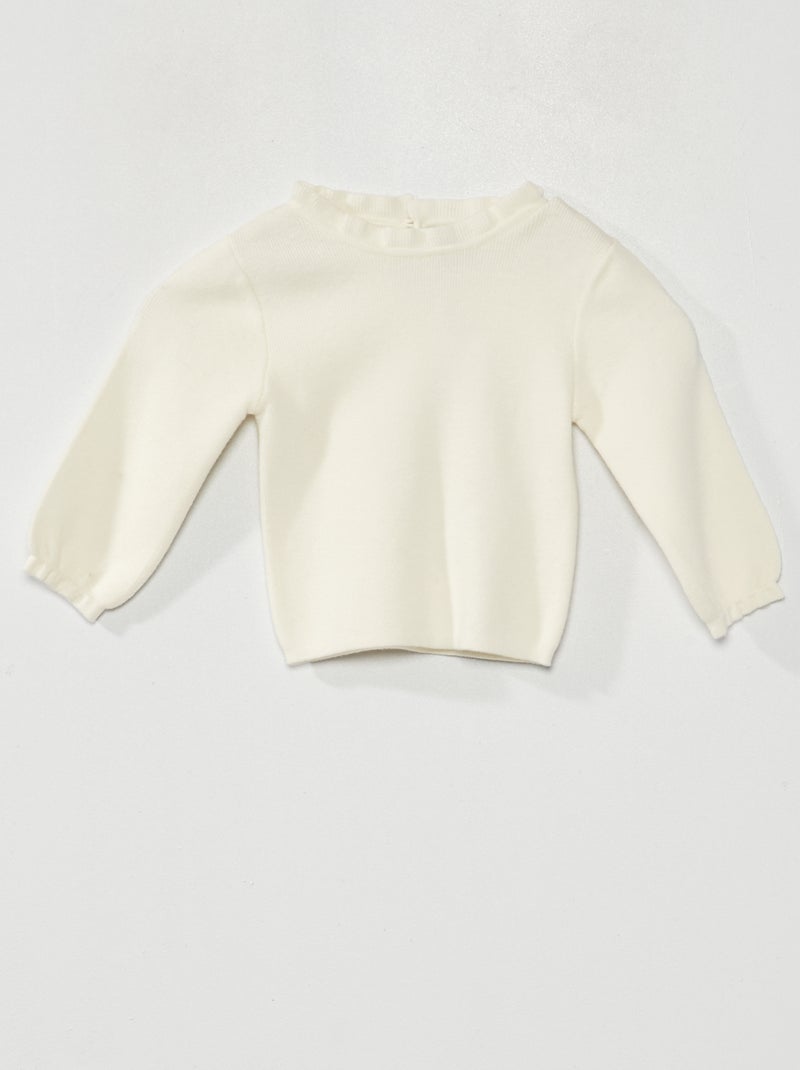 Camisola com gola subida Branco - Kiabi
