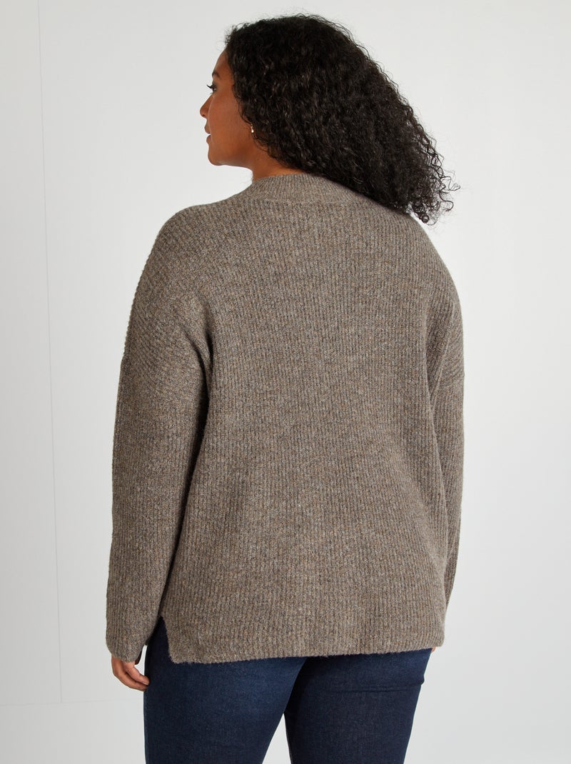 Camisola com gola subida CASTANHO - Kiabi