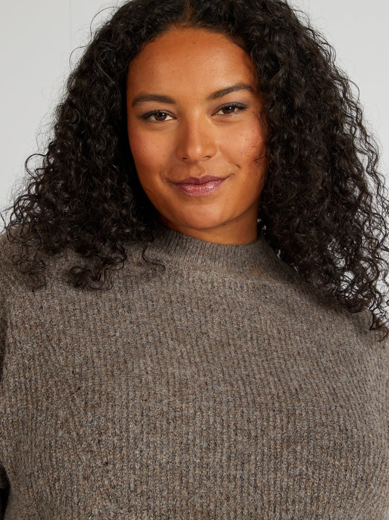 Camisola com gola subida CASTANHO - Kiabi