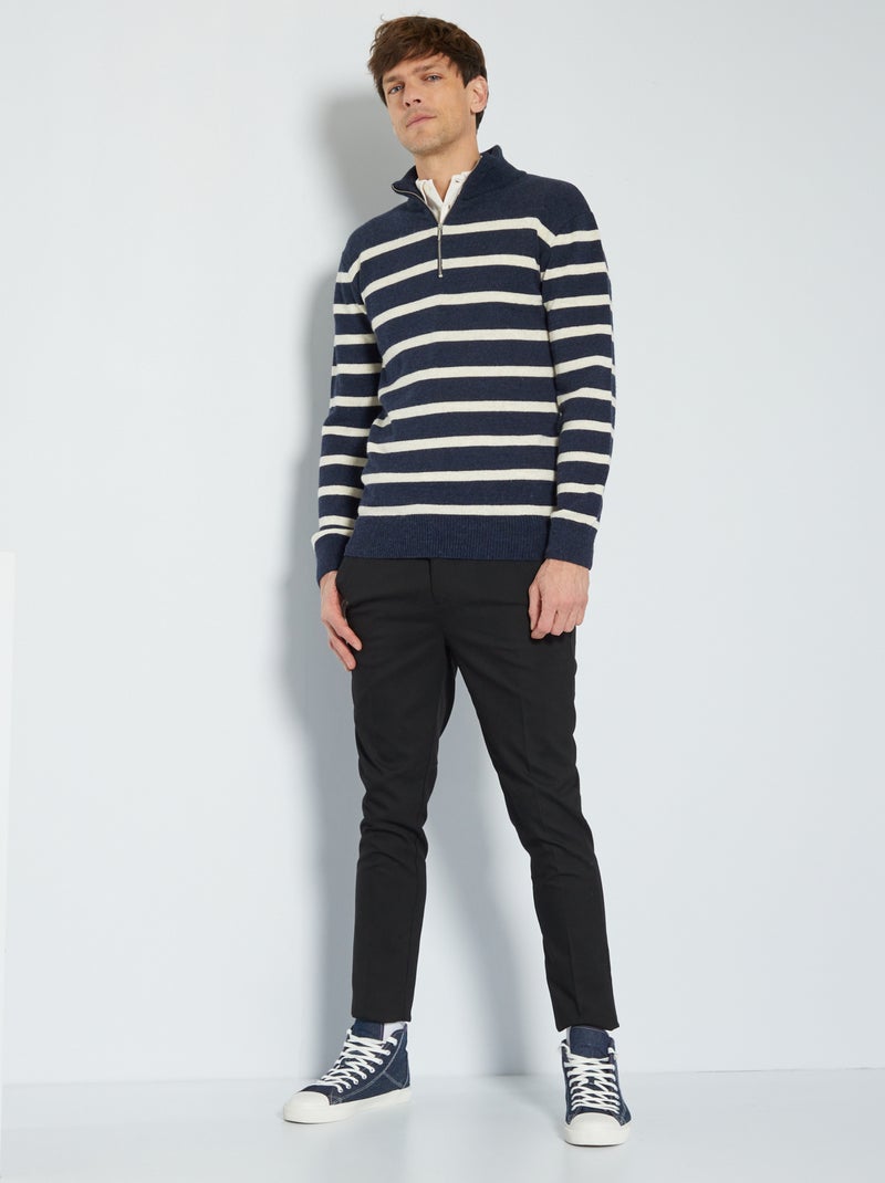 Camisola com gola subida com fecho AZUL - Kiabi