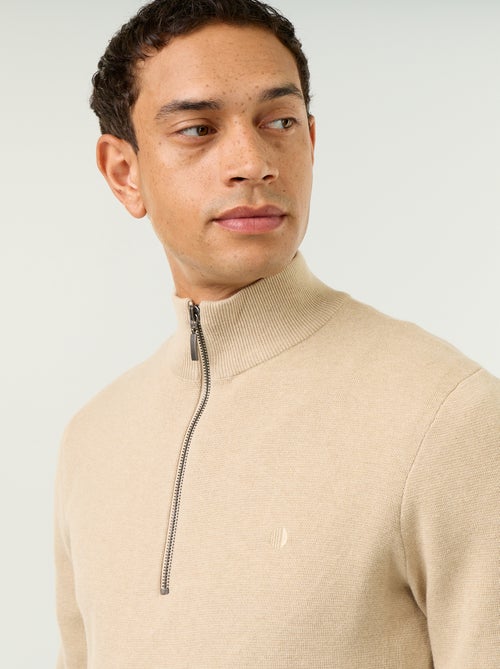 Camisola com gola subida e fecho - Kiabi
