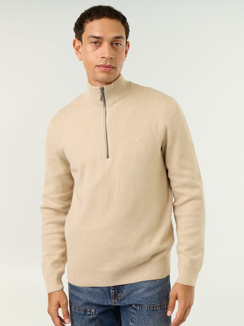 Camisola com gola subida e fecho - Kiabi