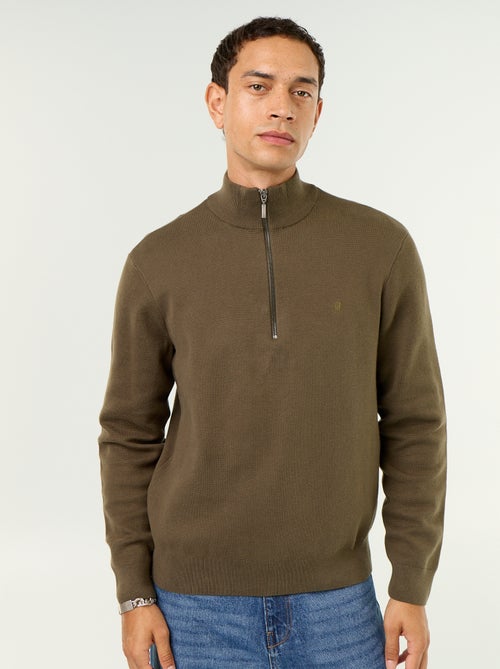 Camisola com gola subida e fecho - Kiabi