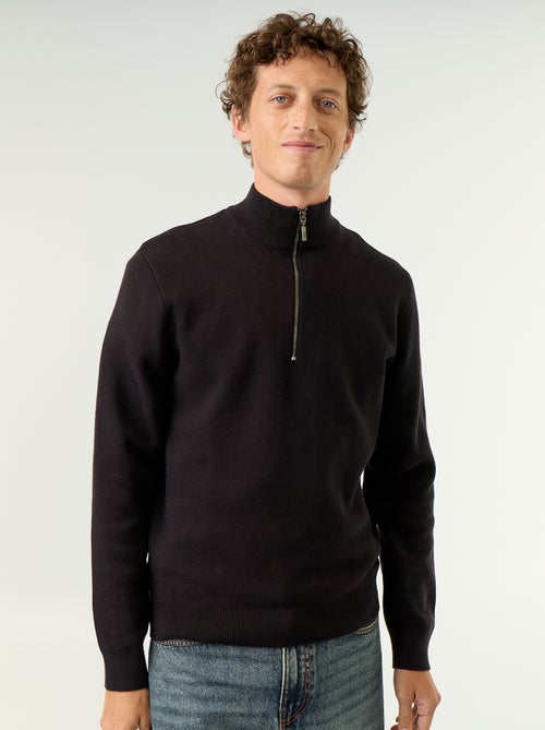 Camisola com gola subida e fecho - Kiabi