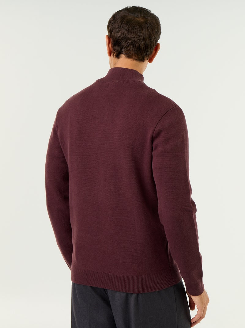 Camisola com gola subida e fecho Violeta - Kiabi